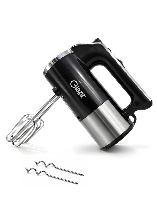 جليز خلاط يدوي 250 واط، خلاط كهربائي بخمس سرعات مع مضارب من الفولاذ المقاوم للصدأ وخطافات للعجين، خلاط مطبخ خفيف الوزن للخبز - Image 1